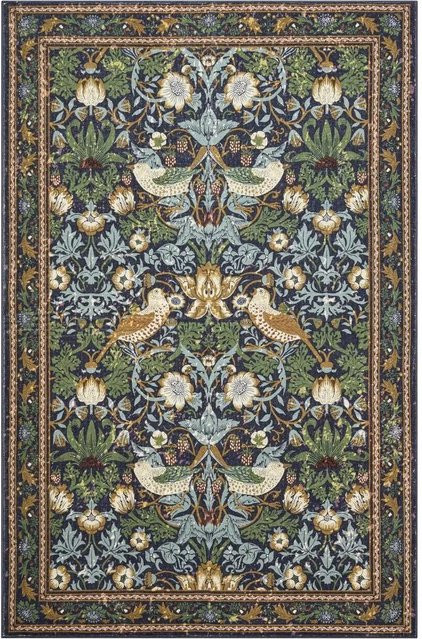 Miniso Kunstteppich Retro Französische Spatz Erdbeerwiese in Mehrfarbig, B/T: 80 x 50 cm - Bild 1
