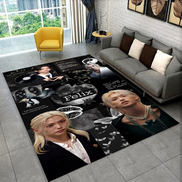 Potdemiel Kpop Felix Stray Kids Teppich, rutschfeste Bodenmatte in Multicolour für Schlafzimmer, Wohnzimmer und Kinderzimmer - Bild 1