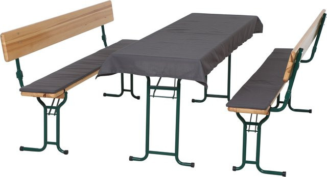 GARDAMO Auflagenset für Festzeltgarnitur 3-teilig in Grau, Material Baumwolle/Polyester, B: 220 cm, T: 25 cm, H: 5 cm - Bild 1