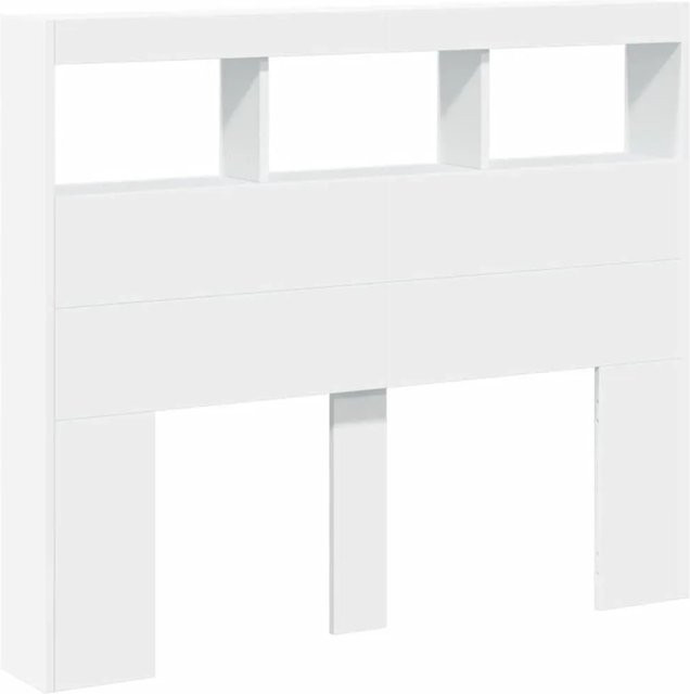 vidaXL LED-Bettkopfteil mit Regalen und USB-Ladeport, Weiß, B/T/H: 120 x 17 x 102 cm - Bild 1