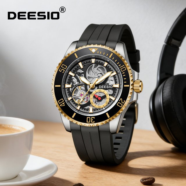 Deesio Armbanduhr Automatik, Edelstahl, 41 mm, Herren, Schwarz - Bild 1