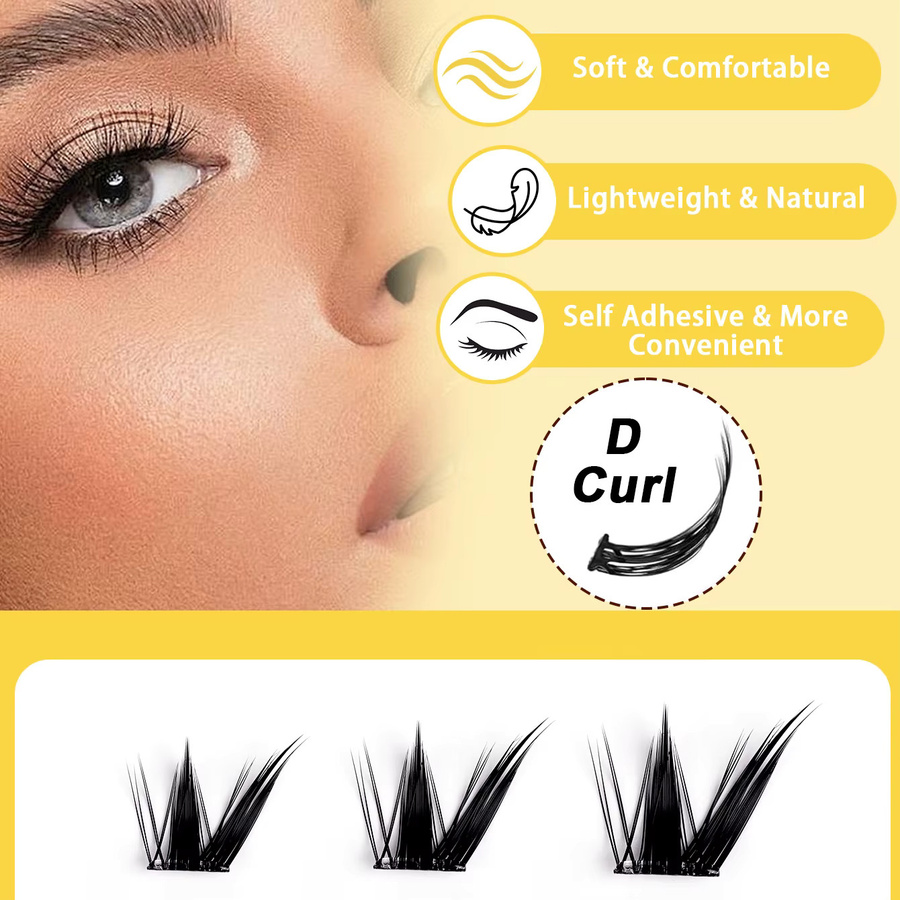 Wiederverwendbare DIY-Manga-Wimpern, selbstklebend, natürlich, Unisex - Bild 2