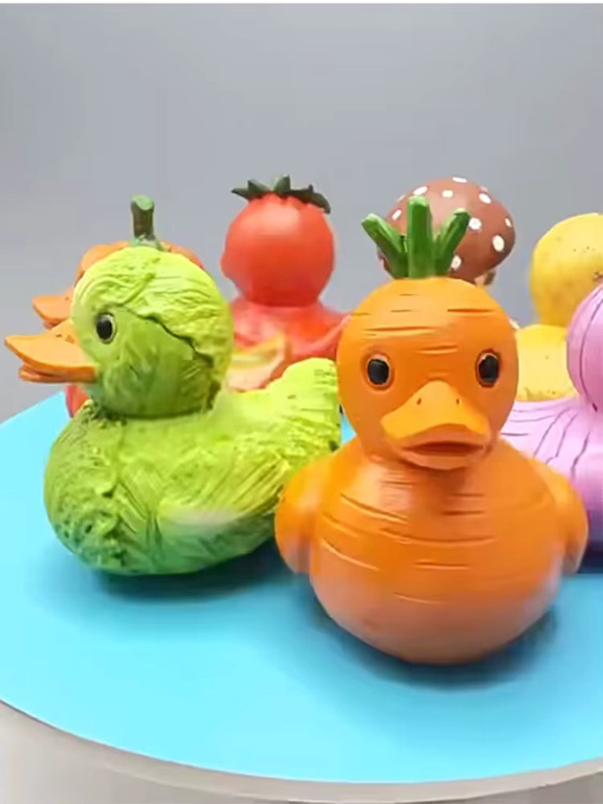 YUYU Gemüse-Ente Dekoration aus Harz in Grün gestreift, Tischdeko mit organischem Design, B/T/H: 7,5 x 7,5 x 7,5 cm - Bild 2
