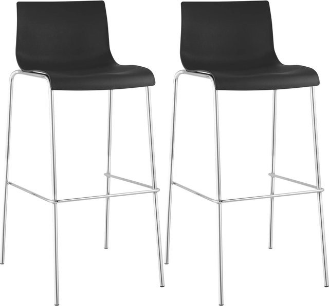 CLP 2er Set Barhocker Hover mit Kunststoff-Sitz und 4-Fuß-Gestell in Schwarz/Chrom - Bild 1