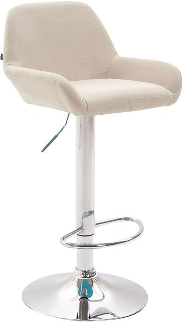 DELUKE Barhocker DUBLIN Tresenhocker mit Lehne aus Creme Stoff und Chromgestell - Bild 1