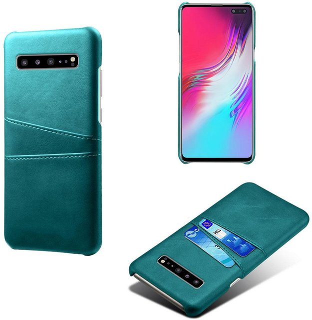 Schlanke PU Leder Handyhülle im Business-Stil mit Kartenfächern für Samsung Galaxy S10, S10 Plus, S10e, S10 Lite und S10 5G in Türkis - Bild 1