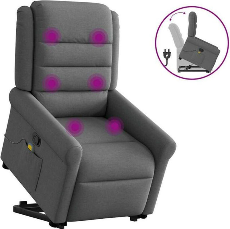 Massagesessel mit Aufstehhilfe von vidaxl in Anthrazit und Grau aus Stoff - Bild 1