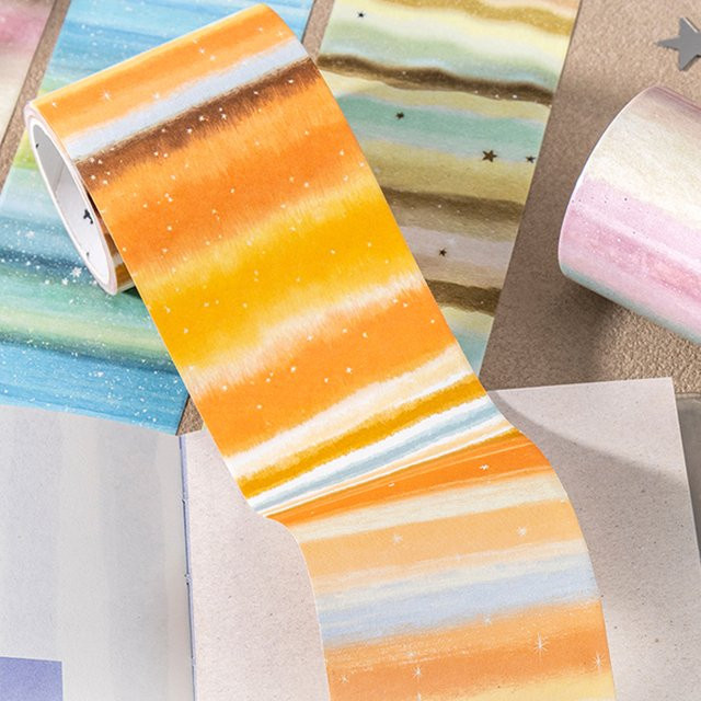 Mr. Paper Washi-Tape Set mit 4 Rollen im Sternenhimmel-Farbverlauf für Journaling, Scrapbooking und DIY-Dekoration, Multicolour - Bild 1