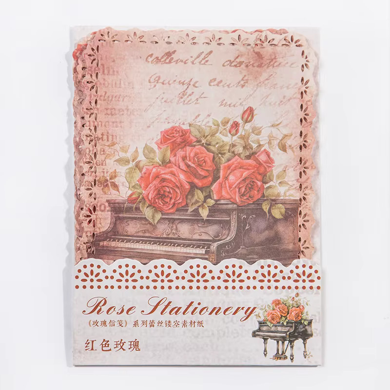 JIANQI Vintage Rose Floral Spitze Bastelset mit 10 Teilen aus Konstruktionspapier für DIY Junk Journal und Collage in Multicolour - Bild 4