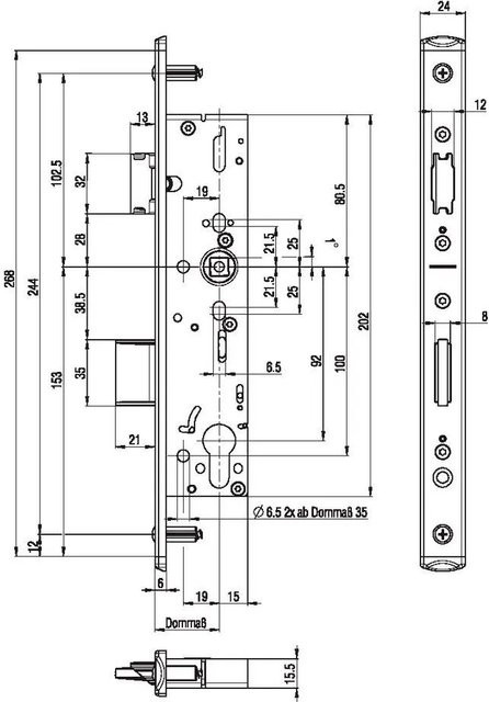 BKS Fluchttürschloss 1820 Funktion B nach EN-179/1125 mit Dornmaß 34 und U-Stulp in Edelstahl Silber - Bild 1