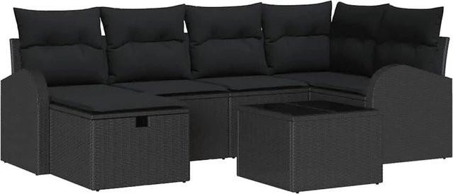 vidaXL L-Shape Gartenmöbel Set aus Poly-Rattan in Schwarz mit Polsterkissen und integriertem Stauraum - Bild 1