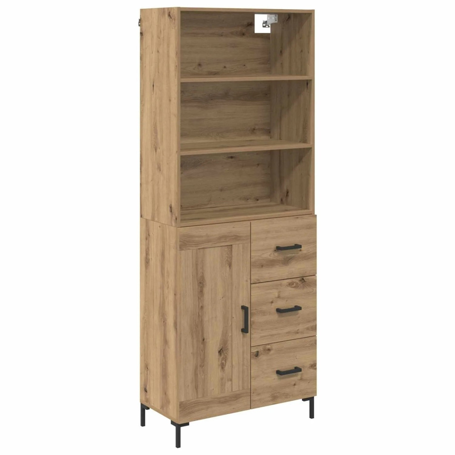 vidaXL Highboard Artisan-Eiche in Braun mit Türen und Schubladen, B/T/H: 69,5 x 34 x 180 cm - Bild 2