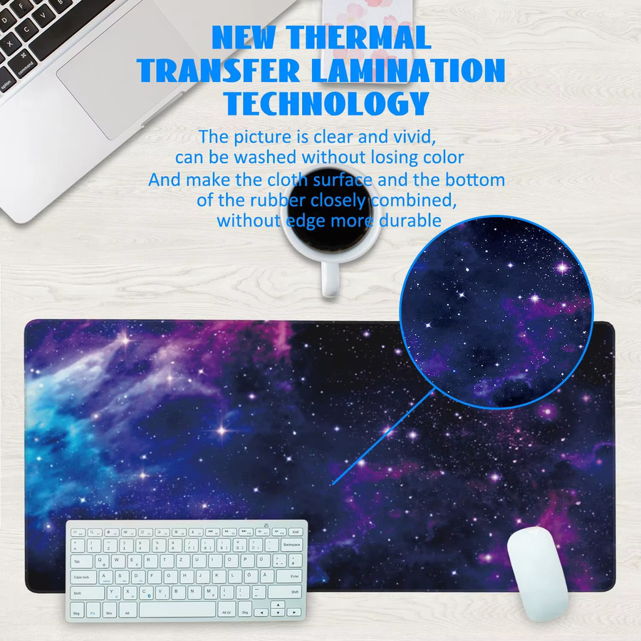 Galaxy Nebula Space Mauspad in Multicolour mit rutschfester Basis und genähten Kanten für Gaming, Zuhause und Büro - Bild 3