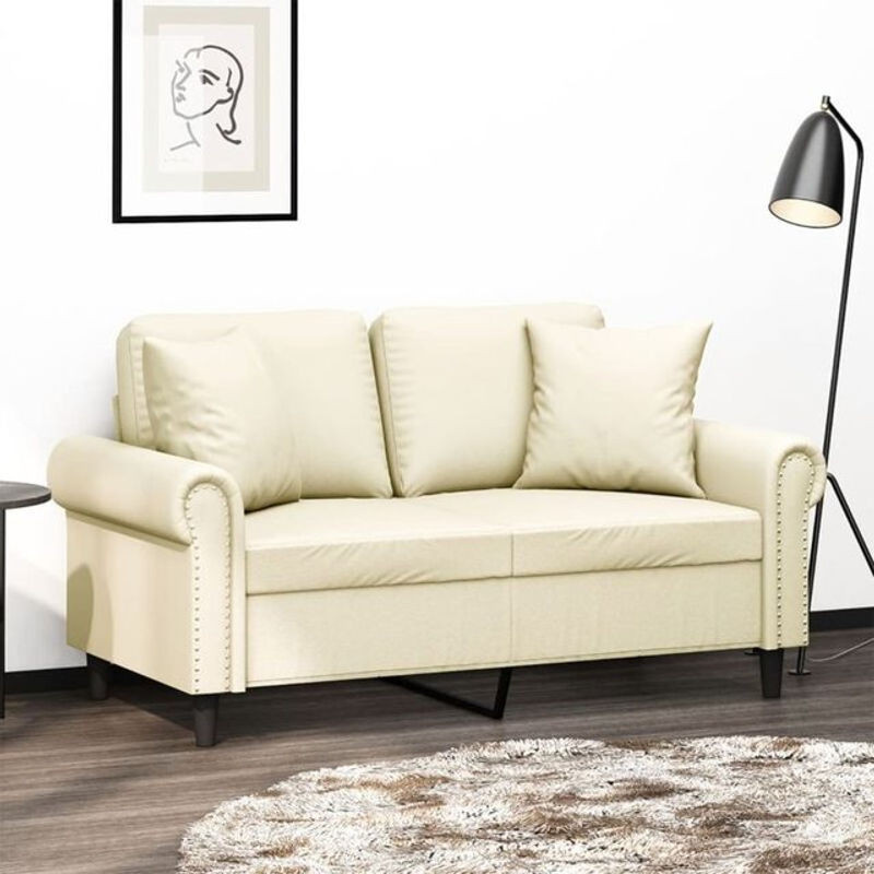 vidaxl 2-Sitzer-Sofa mit Zierkissen in Beige aus Kunstleder - Bild 1