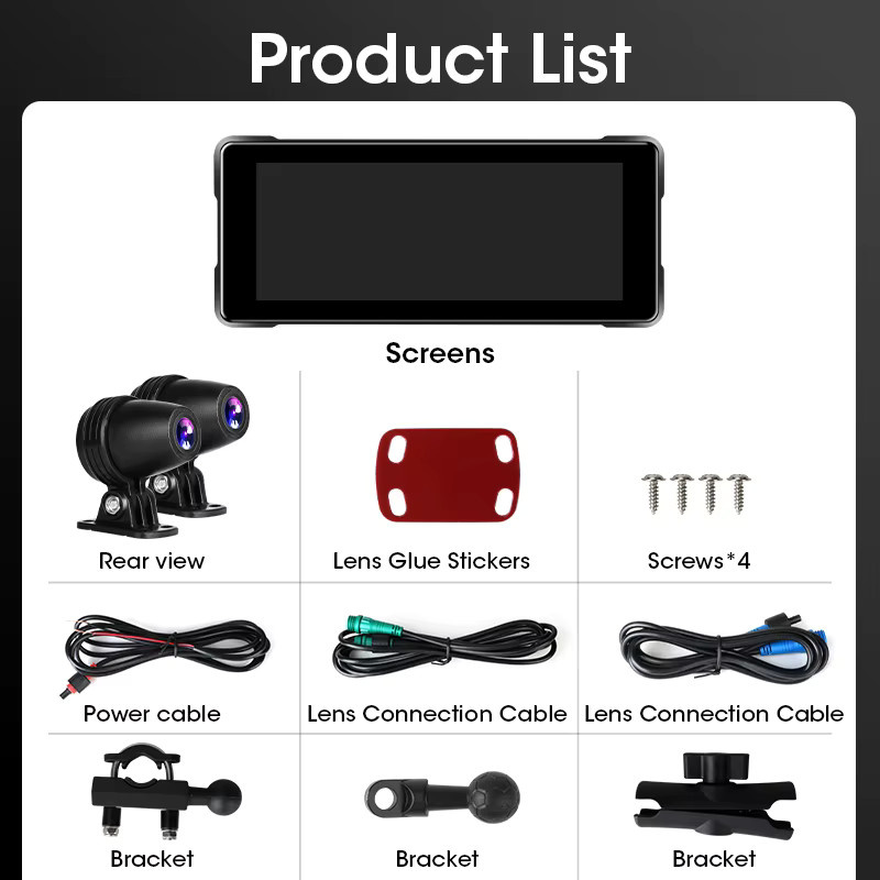 Develuck Motorrad GPS Navigation mit 6,86 Zoll Display, Wireless CarPlay und Android Auto, wasserdichtes Dual Bluetooth DVR System in Schwarz - Bild 4