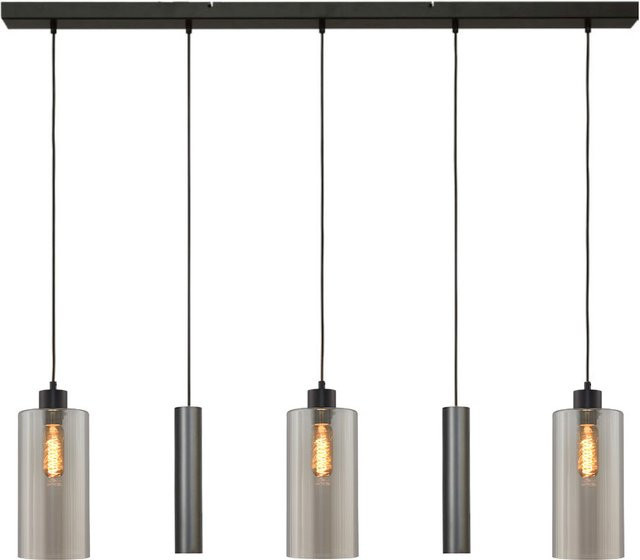 Masterlight Ortona 3/2 Pendelleuchte 5-flammig in Schwarz matt mit transparenten Glaszylindern - Bild 1