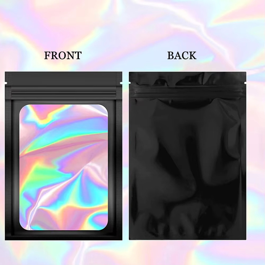 100 Stück holografische Druckverschlussbeutel aus Kunststoff in Pink und Multicolour zur Aufbewahrung von Schmuck, Wimpern und Maniküre-Zubehör - Bild 4