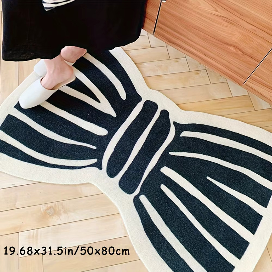 VIKAMA Bogenförmiger Teppich im Koreanischen Stil, weich und wasserabsorbierend, rutschfeste Bodenmatte für Wohnzimmer und Schlafzimmer - Bild 5
