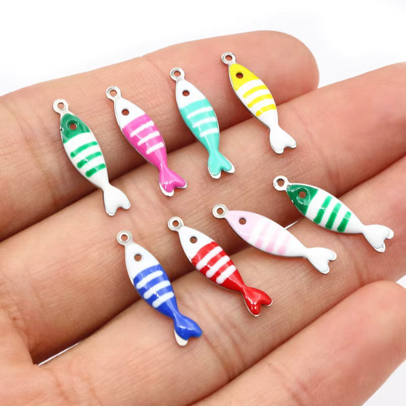 Wadsfred Fisch-Anhänger, Emaille, Edelstahl, Bunt, Unisex, 18x5mm - Bild 2