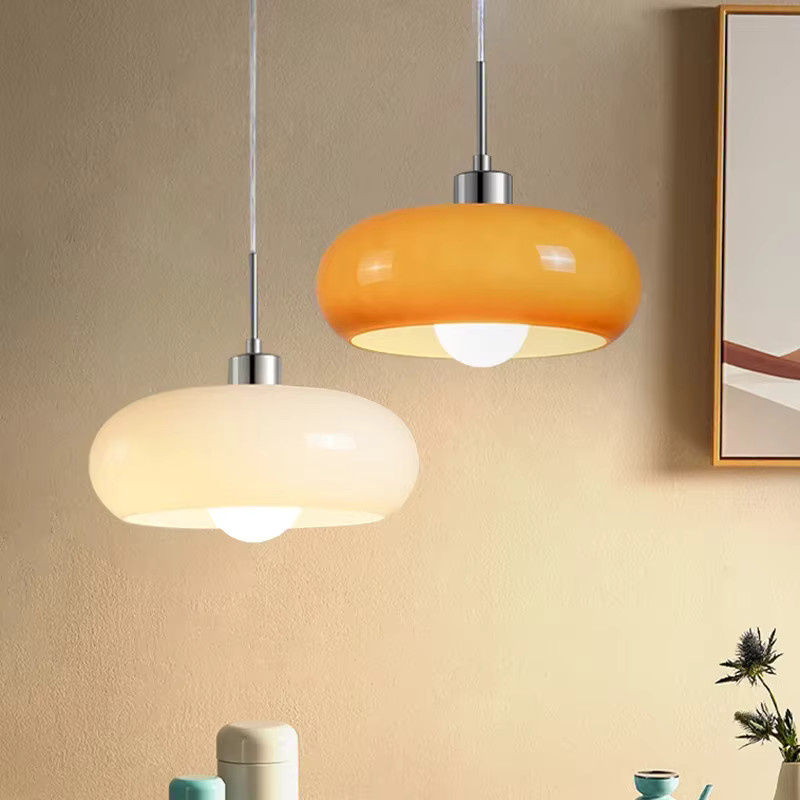 WADBTY Bauhaus Glas-Pendelleuchte in Orange und Weiß - Bild 1