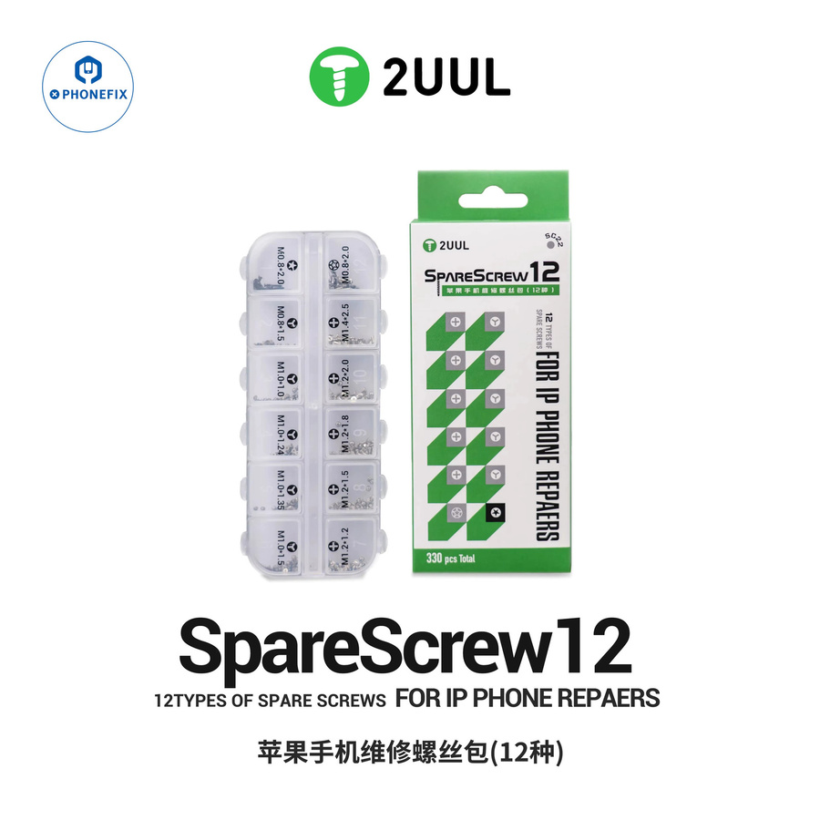 2UUL Mini-Schraubenset mit 330 Teilen in Silber für iPhone 11 bis 17 inklusive Kreuzschlitz, Y- und Pentalobe-Ersatzschrauben - Bild 2