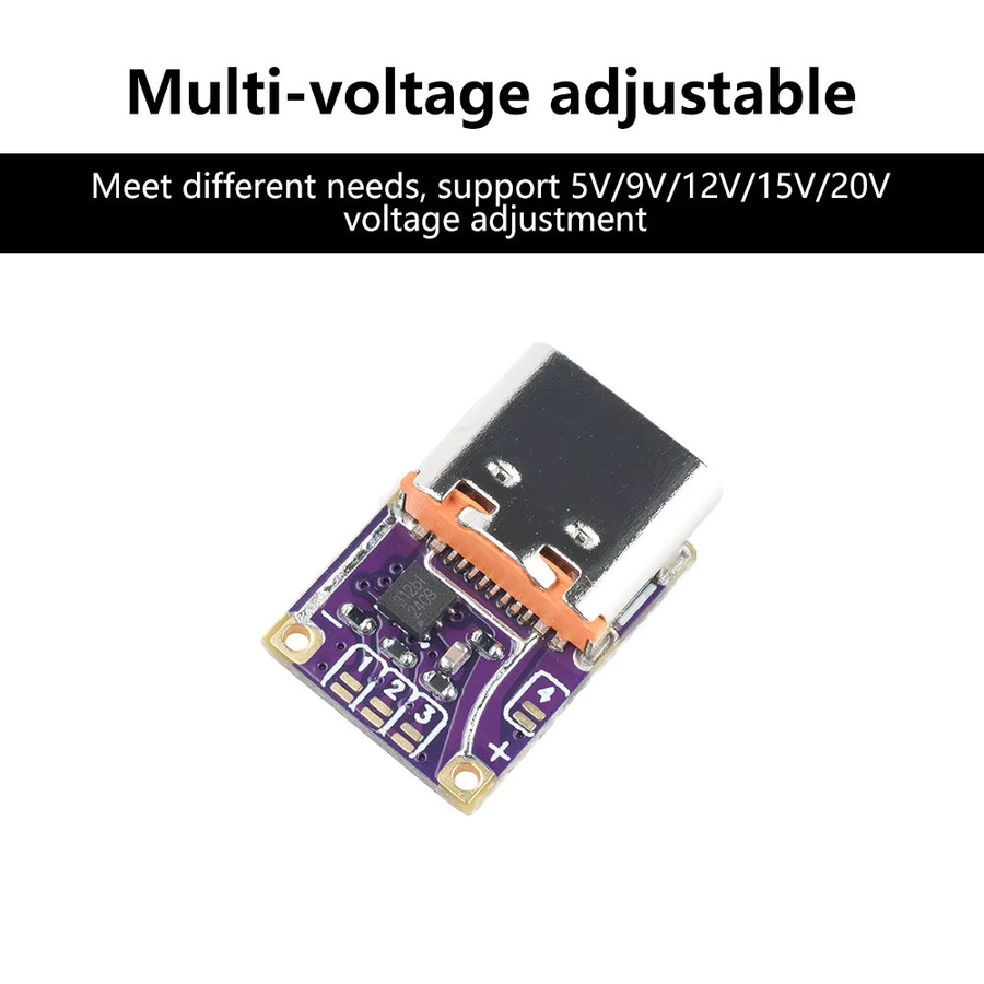 Aideepen Schnelllademodul mit USB-C Typ-C Schnittstelle unterstützt PD3.0 PD3.1 und QC3.0 für DC 5V/9V/12V/15V/20V - Bild 2