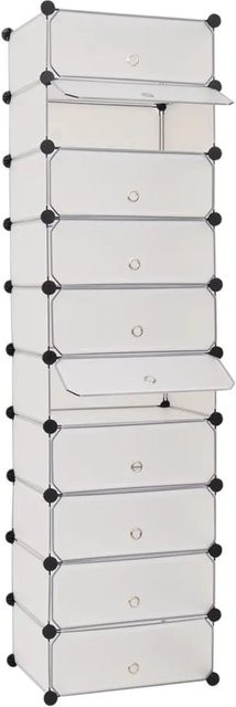 vidaXL Schuh-Organizer aus Kunststoff und Stahlrahmen, Weiß, B/T/H: 47 x 37 x 172 cm - Bild 1