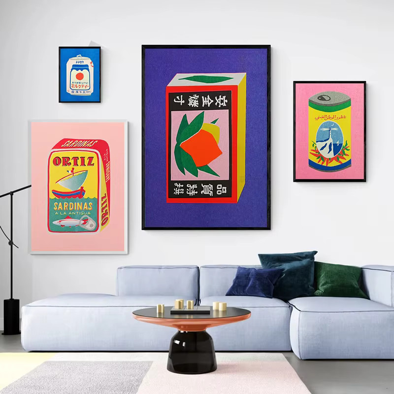 Potdemiel Nordic Poster Wandkunst mit japanischem Zitronensaftblüten- und Sardinen-Motiv in Pink und Multicolour, Rechteckiger Papierdruck für dein Wohnzimmer Dekor - Bild 2