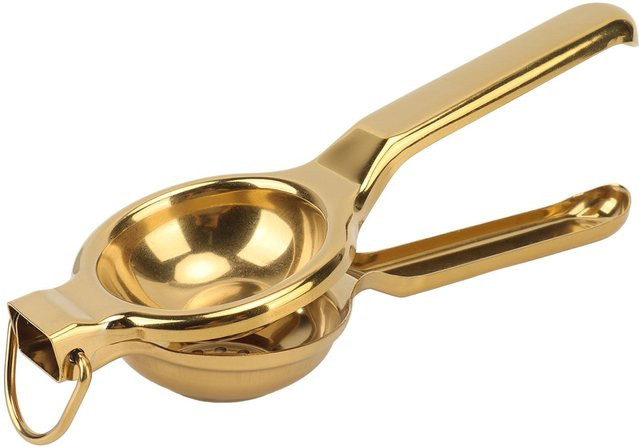 TOMTOP JMS Zitronenpresse aus Edelstahl in Gold mit ergonomischem Griff und Hebering - Bild 1
