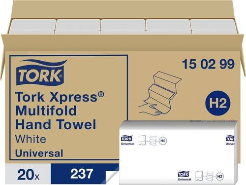 Tork Xpress Multifold Universal Papierhandtücher 2-lagig, grau-weiß, 4740 Stück (20 Pack á 237 Stück), B: 23,4 cm x T: 21,3 cm - Bild 1