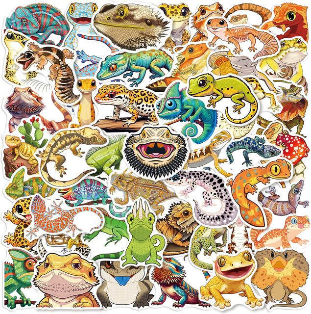 50er-Pack Cartoon Reptilien und Eidechsen Graffiti Aufkleber aus wasserfestem PVC in Multicolour zum Dekorieren von Telefon, Computer und Gepäck - Bild 1