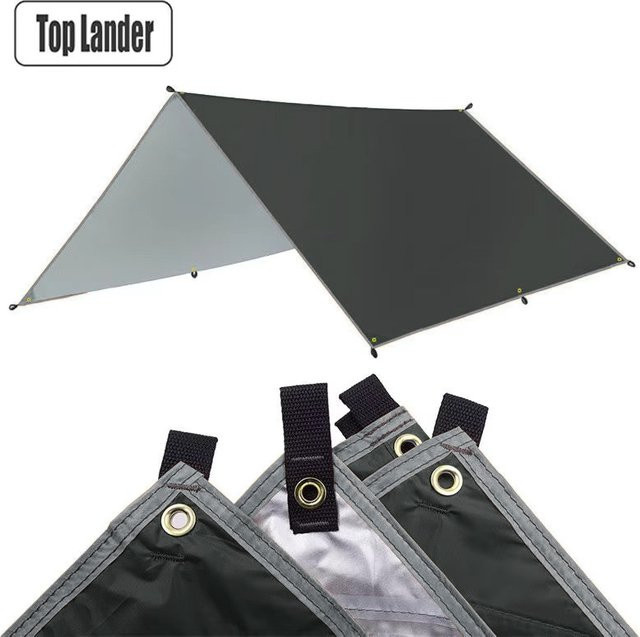 Wasserdichte Camping Plane von Top Lander in Silber/Grau mit Silberbeschichtung aus Polyester für Sonnenschutz und Outdoor-Einsätze - Bild 1