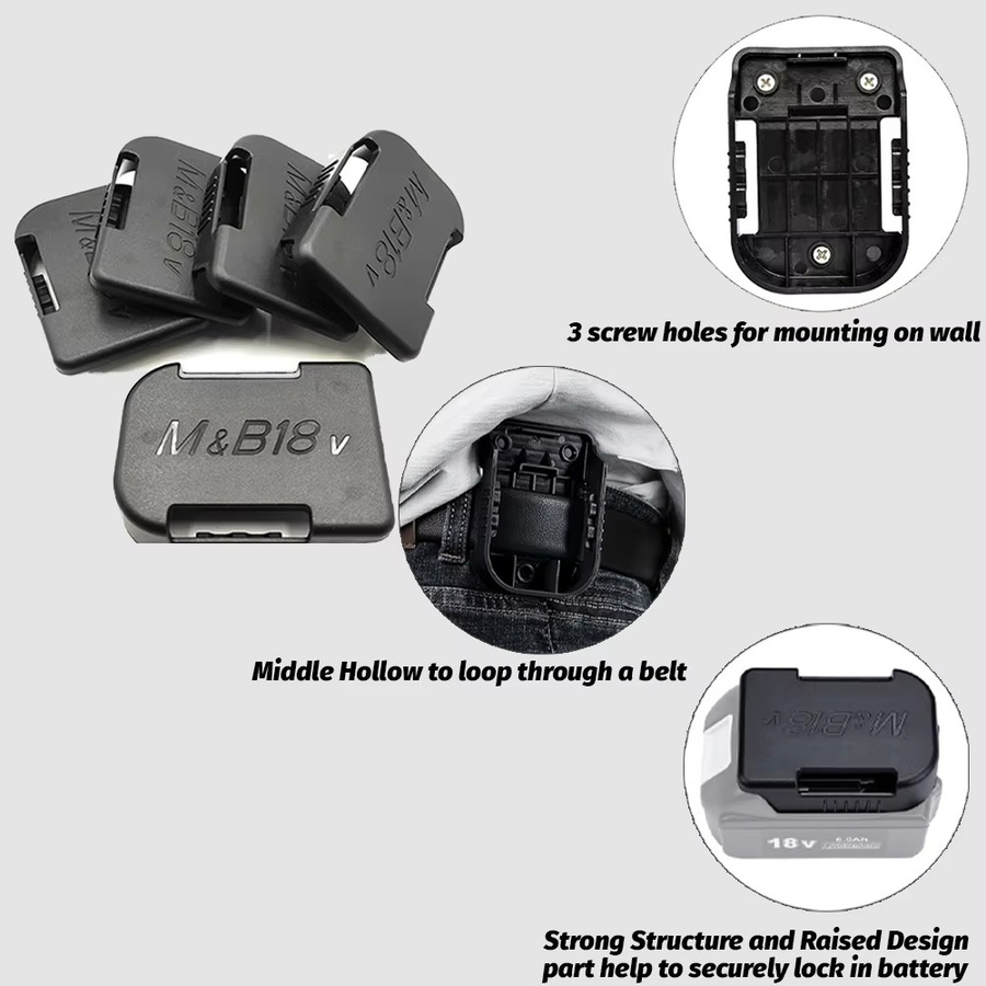 GiFi Power Batterie Halter für Makita und Bosch 18V Akkus, schwarzes Ladegerät-Regal zur sicheren Lagerung und schnellen Handhabung - Bild 4