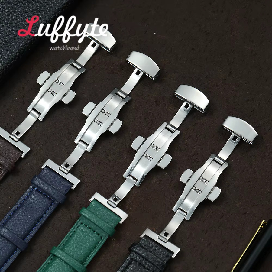Luffyte Uhrenarmband Leder, Litschi-Muster, Butterfly-Verschluss - Bild 1