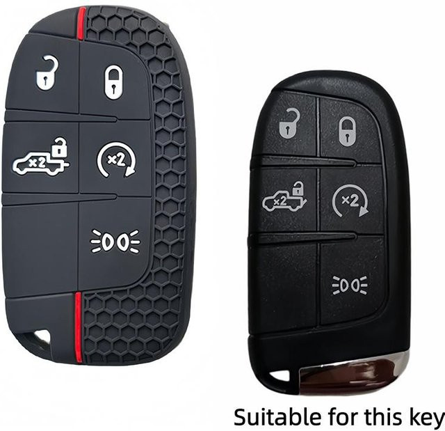 Schlüsseltasche in Schwarz für FIAT, Jeep Cherokee, Compass, S, Renegade, Grand Commander, Dodge Journey, Challenger, Jcuv und Charger sowie Chrysler 300C - Bild 1