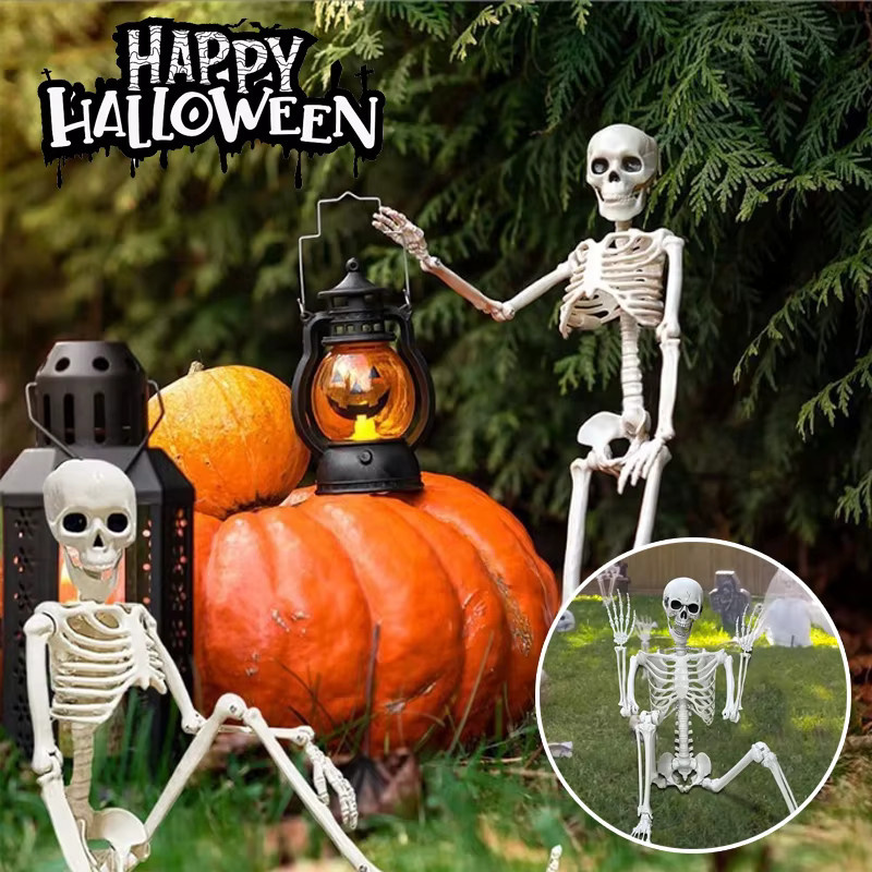 trebalena Halloween Skelett-Hängeornament, Kunststoff, weiß, 40 cm - Bild 2