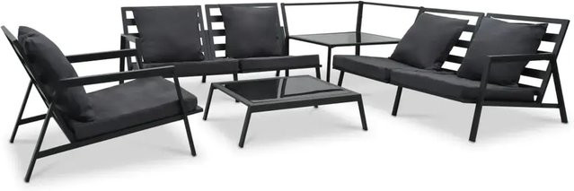 vidaXL 5-tlg Garten-Lounge-Set in L-Form aus Aluminium mit Auflagen in Anthrazit - Bild 1