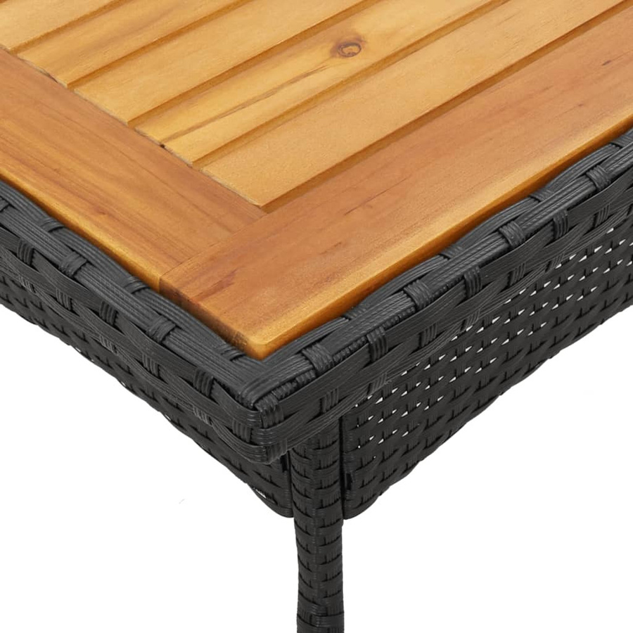 vidaXL Gartentisch aus PE-Rattan und Akazienholz in Schwarz, B/T/H: 80 x 80 x 75 cm - Bild 4