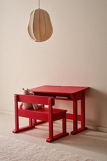 Jotex DALVIK Schulbank und Bank aus Kiefernholz in Rot für Kinderzimmer - Bild 1