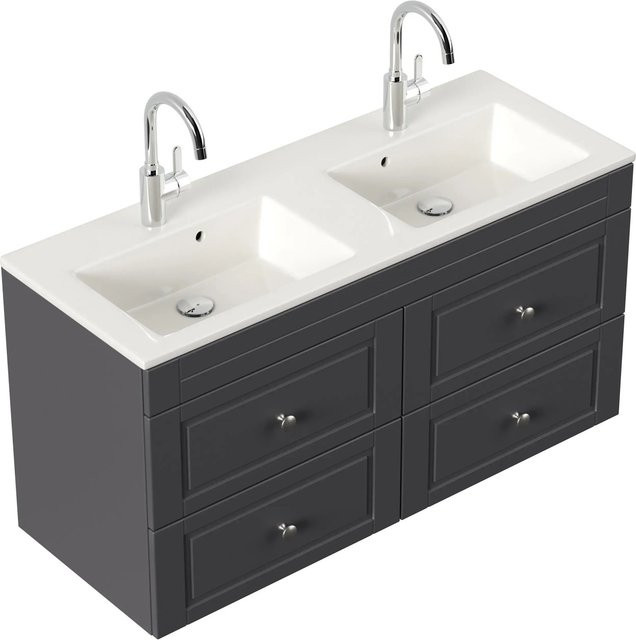 Posseik Waschbeckenunterschrank Cottage Anthrazit Breite: 120 cm - Bild 1