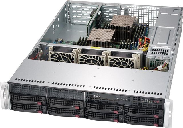 Supermicro SC825 TQC-R802WB Rack-Montage Gehäuse 2U in Schwarz mit SATA/SAS Hot-Swap und 800 Watt Netzteil - Bild 1