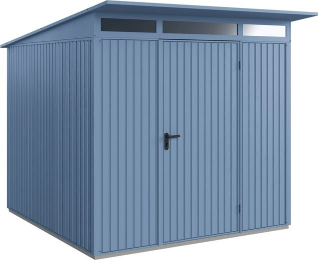 Hörmann Gerätehaus Trend mit Pultdach und Einzeltür in Taubenblau (RAL5014), B/H/T: 238 x 232,3 x 150 cm - Bild 1