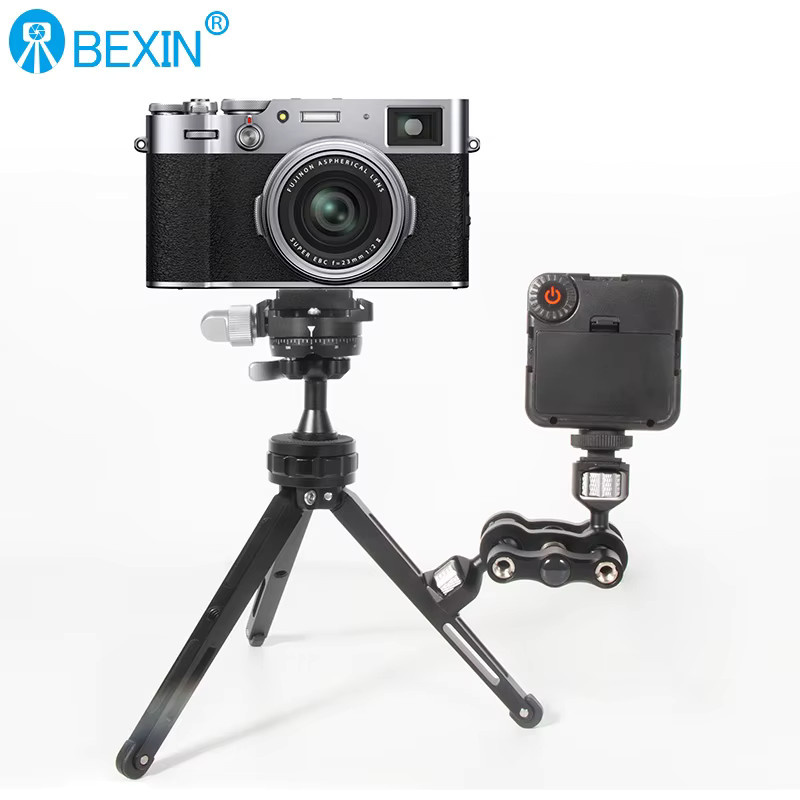 BEXIN TM-5 Gelenkiger magischer Arm mit Dual-Kugelkopf in Schwarz für Stativ-Telefonclip, LED-Licht, LCD-Monitor und Mikrofon mit 1/4 Zoll Schraube - Bild 4