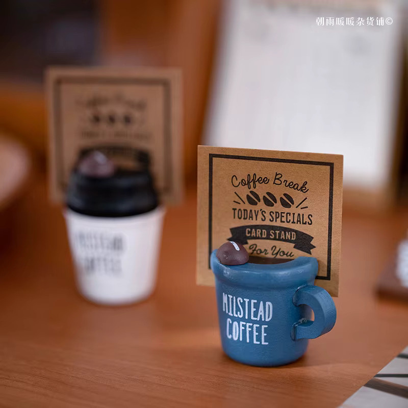 Chaoyu Mini-Kaffeetassen-Notizhalter aus Keramik im Retro-Stil als Schreibtischdekoration und Fotoständer - Bild 3