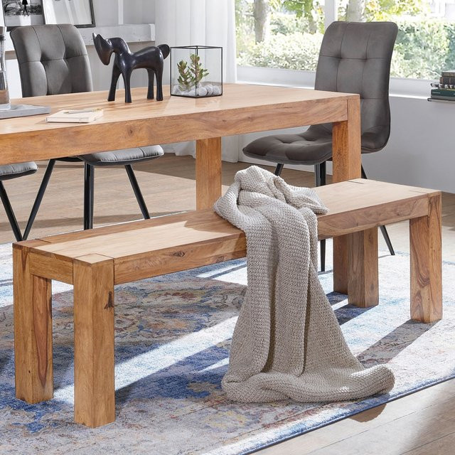 FineBuy Esszimmer Sitzbank aus Akazie Massivholz, Farbe: Braun, Breite: 180 cm, Tiefe: 35 cm - Bild 1