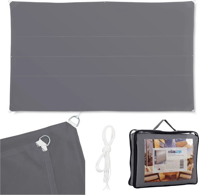 Relaxdays Sonnensegel aus Polyester mit Edelstahl-Ösen in Grau, B x B: 4 x 6 m - Bild 1