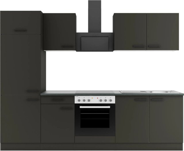 OPTIFIT Madrid420 Küchenzeile in Anthrazit matt mit modernem Design, Breite: 270 cm - Bild 1
