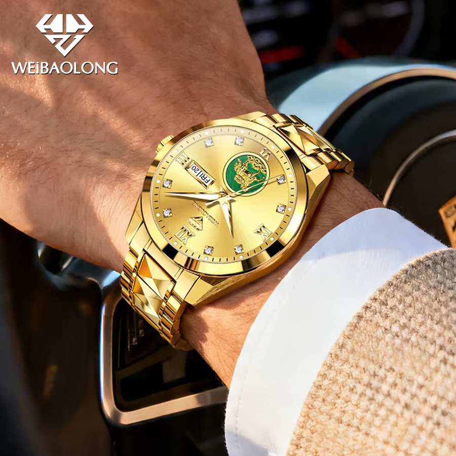 WEIBAOLONG Automatik-Armbanduhr, Edelstahl, Gold, Diamant, Herren - Bild 2