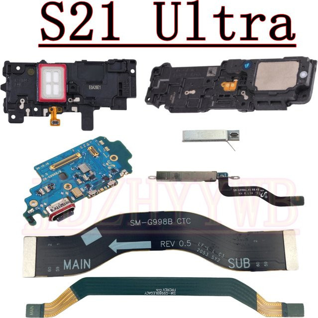 Samsung Ladeport Bord mit Lautsprecher, Antenne und MMW-Modul für S21 Ultra 5G G998B G998U Signal Motherboard Flex Kabel - Bild 1