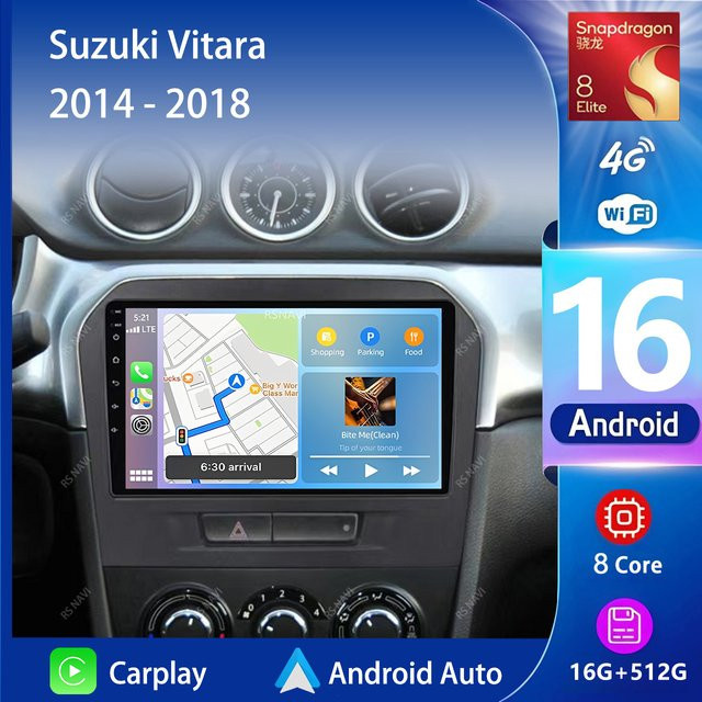 RSNAVI Android 16 Autoradio mit 2K Bildschirm und Carplay für Suzuki Vitara 2017-2020 in Schwarz - Bild 1